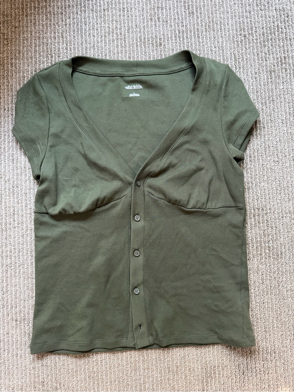 wild fable Olive Green V-Neck Button Front Top
